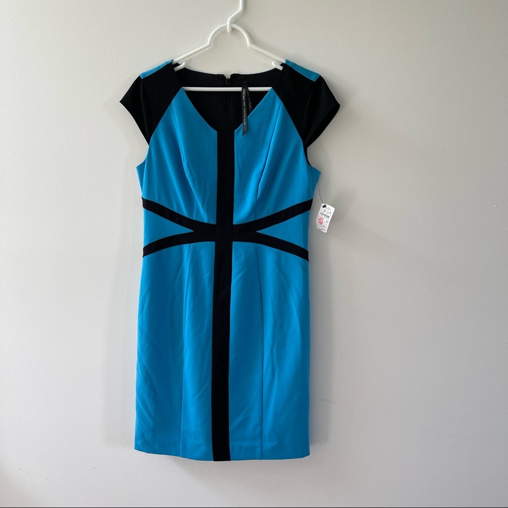 Marc New York Andrew Marc Blue‎ Black Colorblock Sheath Dress Size 8 NEW